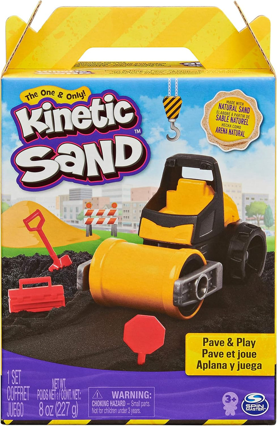 Kinetic Sand Pave & Play Construction Set with Toy Truck, 8oz Black Sand