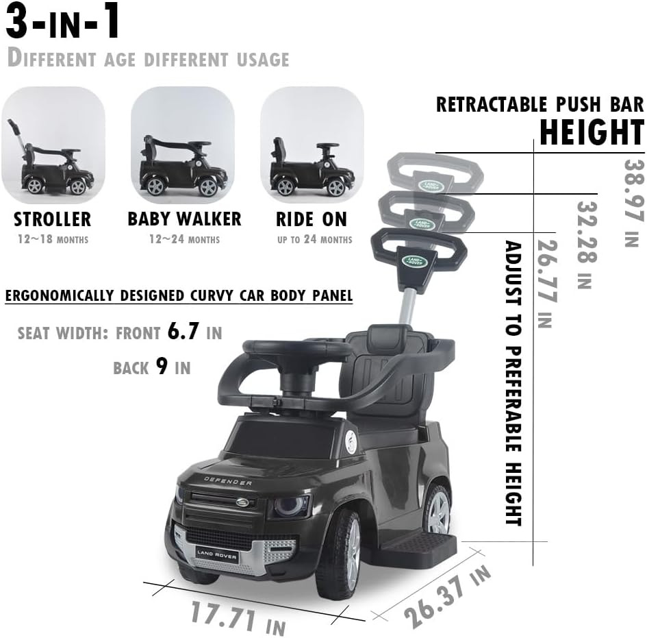 Land Rover Defender 90 Push Car Black - Colorland Toys
