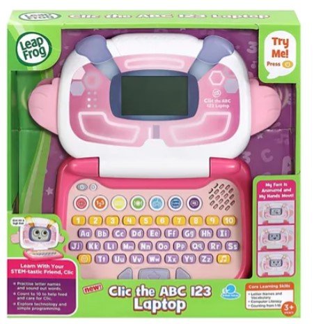 Leapfrog Clic the ABC - 123 Laptop - Pink 80 - 615153 - Colorland Toys
