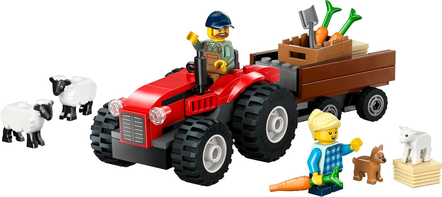 LEGO City Red Farm Tractor with Trailer & Sheep – 116 - Piece Animal Playset for Kids 4+ (Model 60461) - Colorland Toys