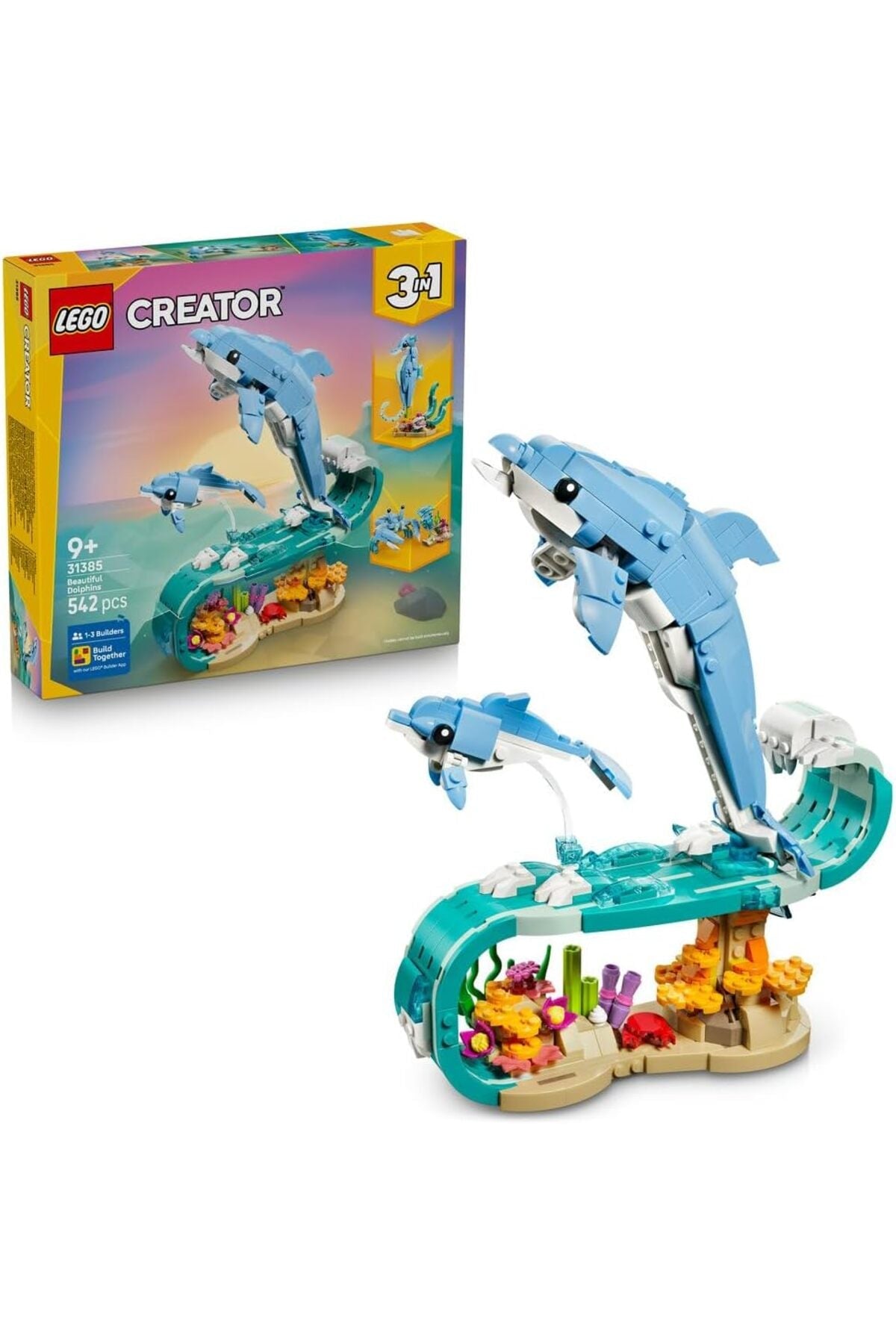LEGO Creator Sea Animals: Beautiful Dolphins, 3-in-1, 542 Pieces - Colorland Toys