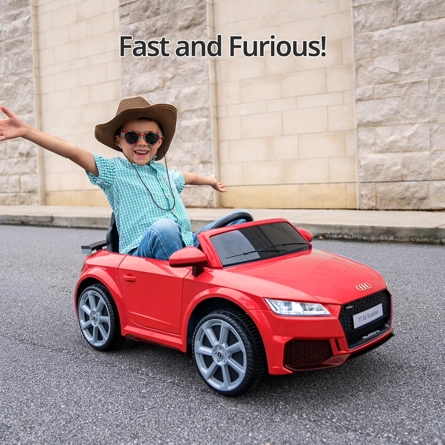 Licensed Audi TT RS Roadster 12V Electric Ride-On Car for Kids – Red (Remote Control + Bluetooth) - Colorland Toys