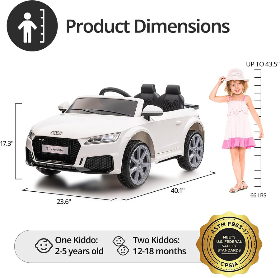 Licensed Audi TT RS Roadster 12V Electric Ride-On Car for Kids – White — image 5