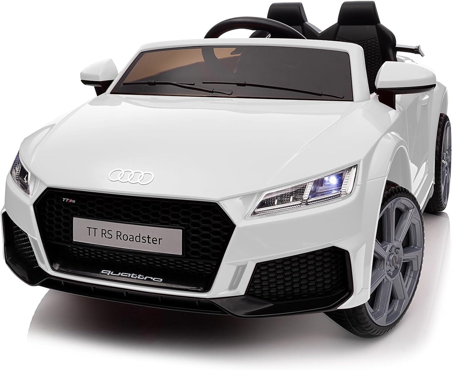Licensed Audi TT RS Roadster 12V Electric Ride-On Car for Kids – White (Remote Control + Bluetooth) - Colorland Toys