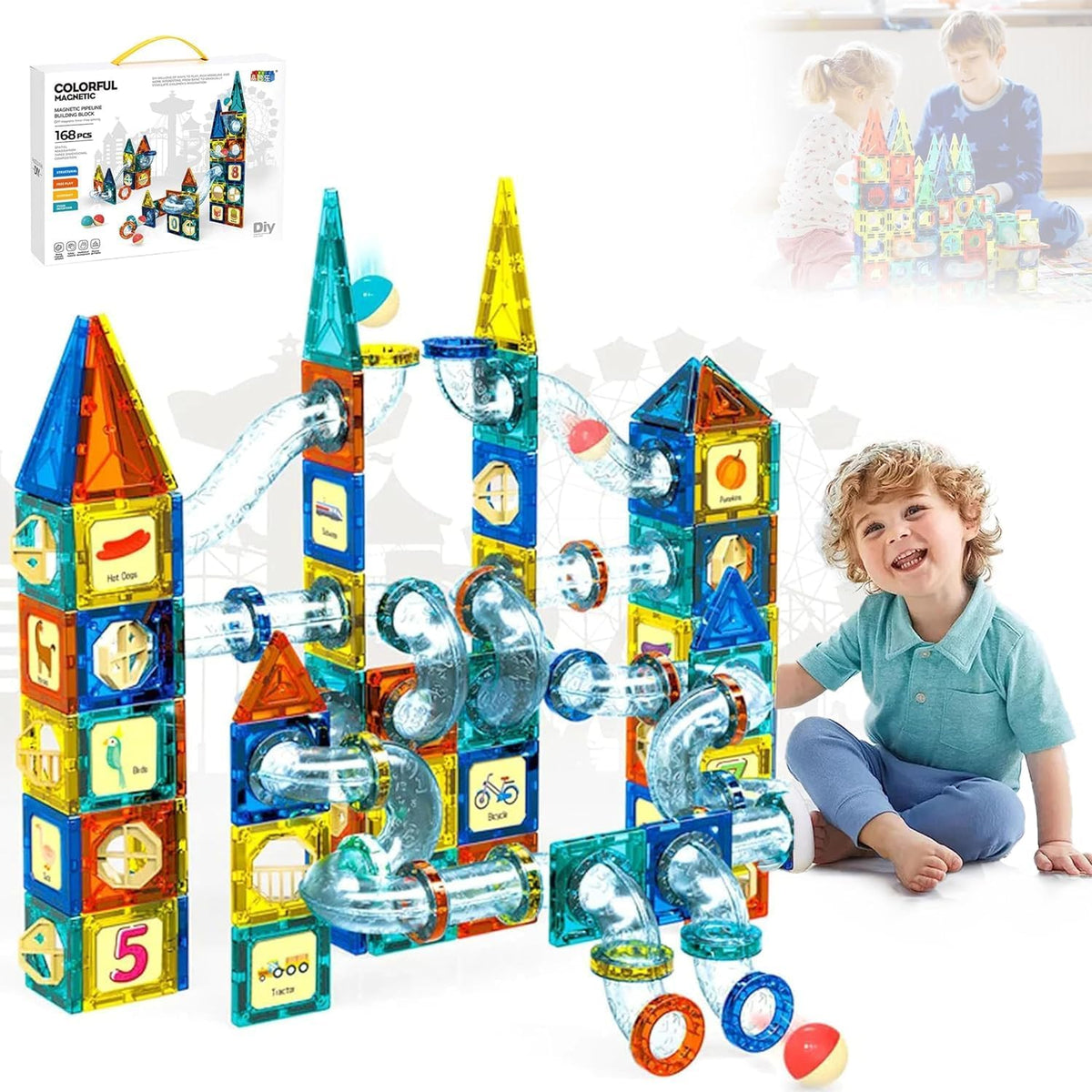 Light Magnetic Piece Plumbing Set 168 Pieces - Colorland Toys