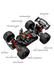 Lighting Hurricane Monster Truck 4-WD RC Car Red With Spoilers 1:18 Scale HS18421