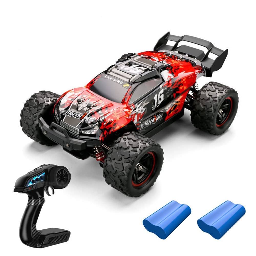 Lighting Hurricane Monster Truck 4-WD RC Car Red With Spoilers 1:18 Scale HS18421 — image 1
