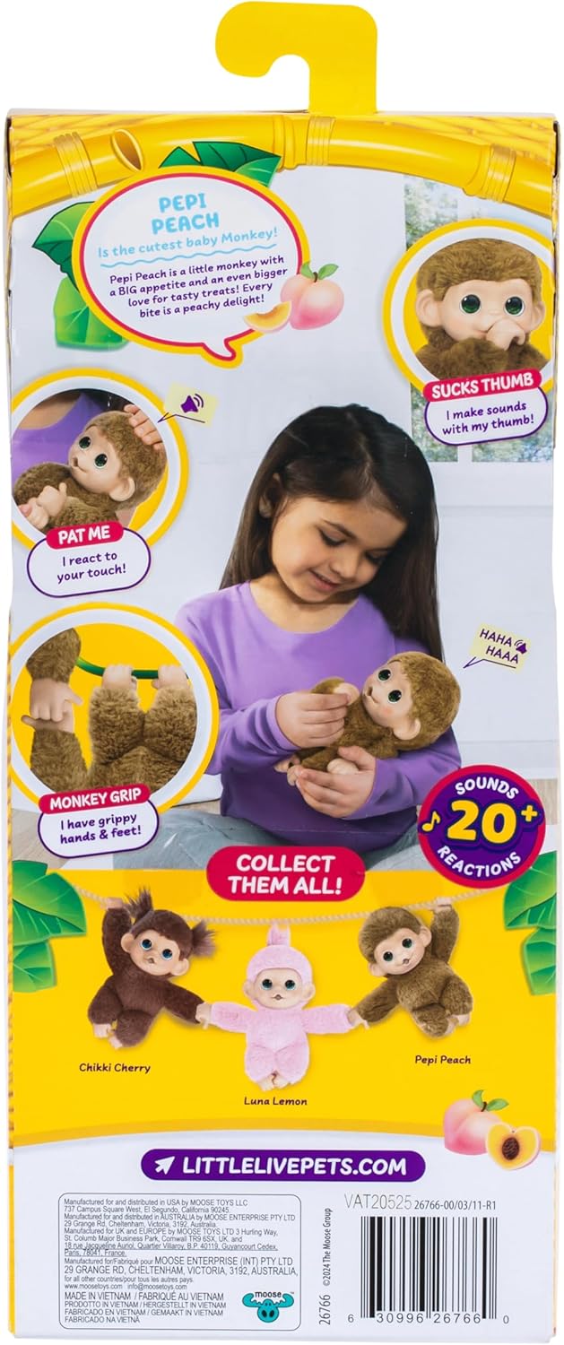 Little Live Pets My Baby S3 Mini Monkey Single Pack Pepi Peach 26766 - Colorland Toys