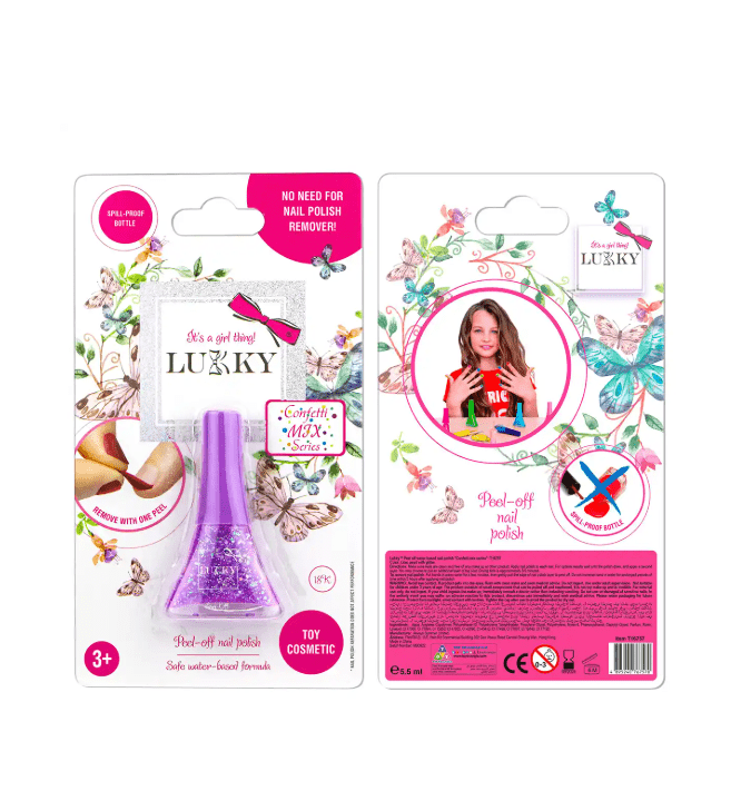 Lukky Peel-Off Nail Polish Confetti Mix - Lilac Pearl with Glitter 5.5ml LUK-T16757 — image 1
