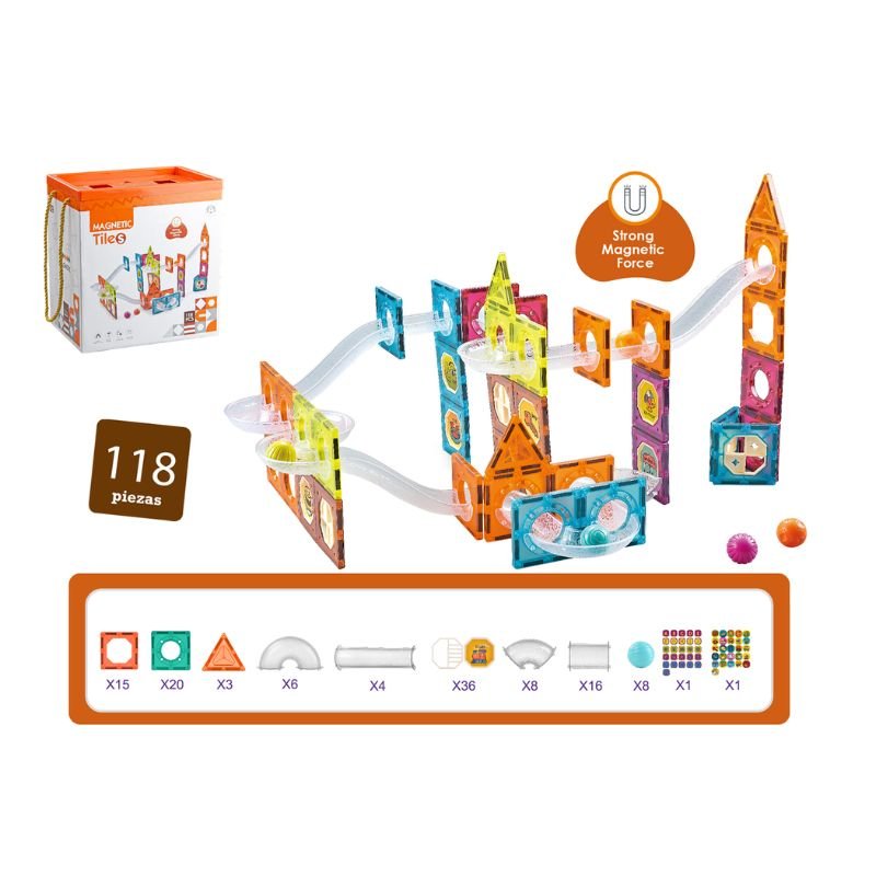 Magnetic Tiles Building Blocks with 118 Pcs Accessories CH1136 — image 1