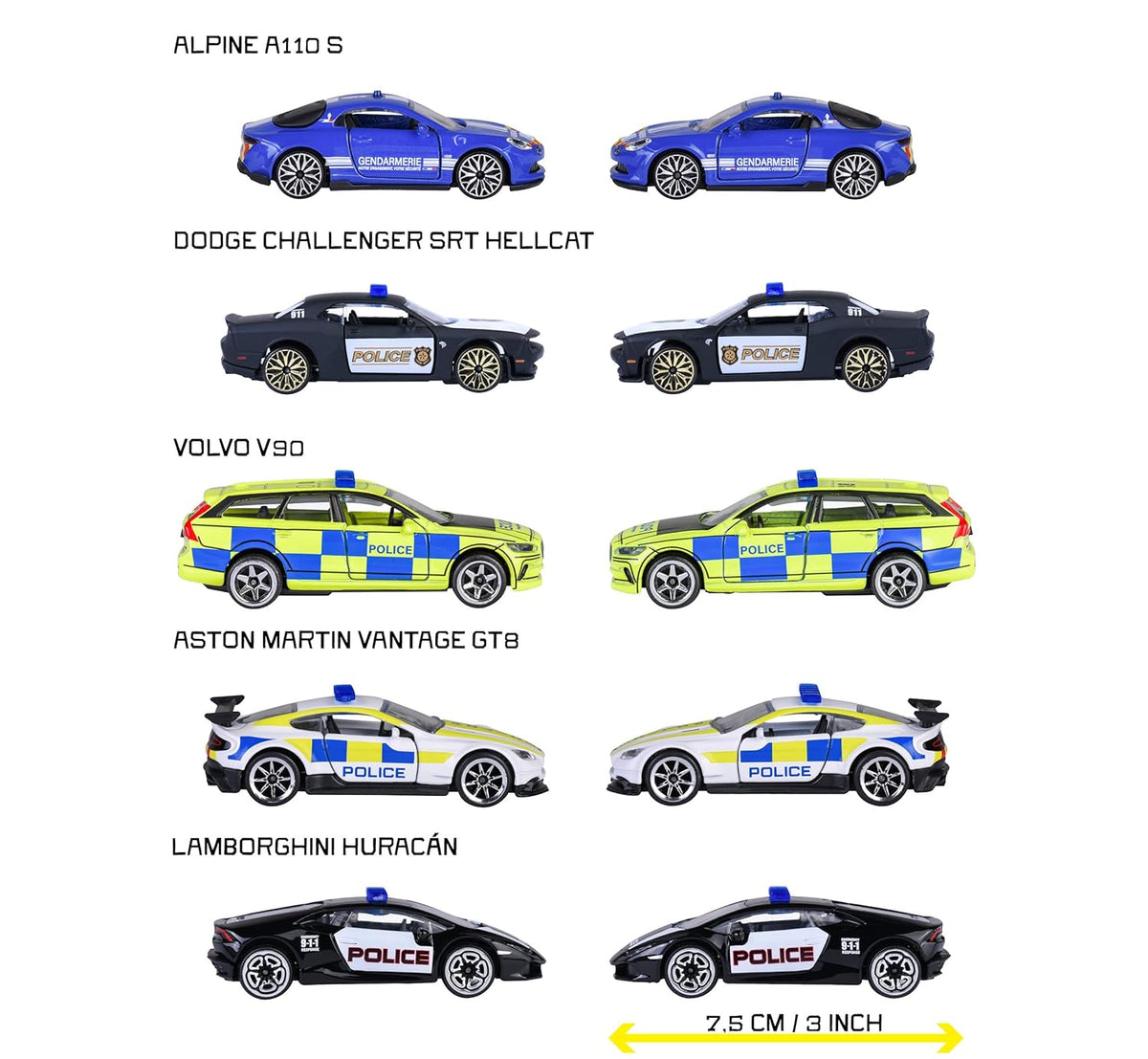 Majorette Rescue World 5-Piece Metal Police Car Gift Pack 8503105001 — image 3