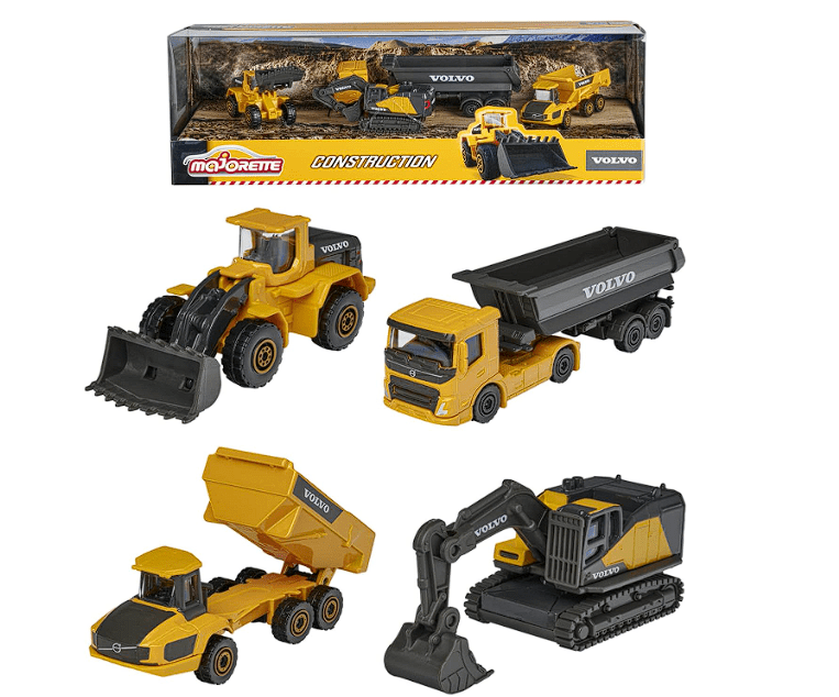 Majorette Volvo Construction Die - Cast 4 - Pcs Giftpack 212057287 - Colorland Toys
