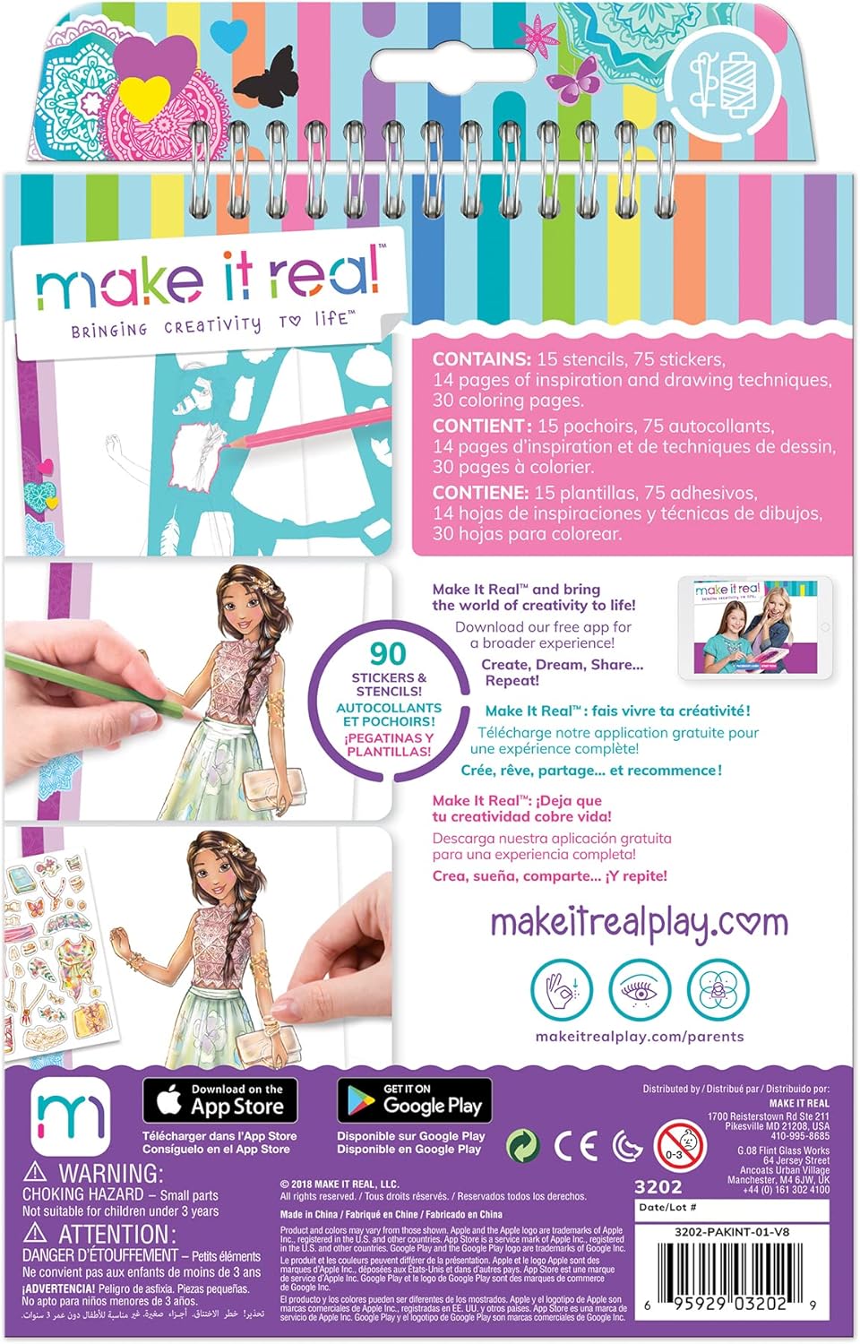 Make It Real Fashion Design Sketchbook Blooming Creativity 3202 - Colorland Toys