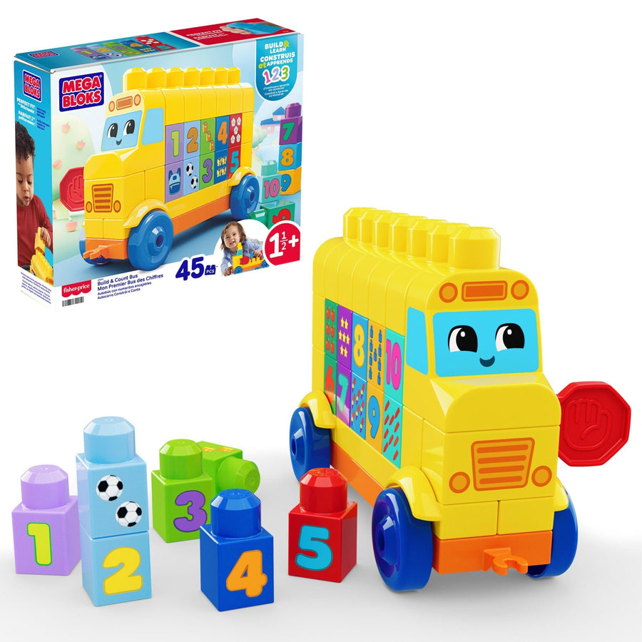 MEGA BLOKS First Builders Build & Count Bus Block Toy (45 Pieces) — image 1