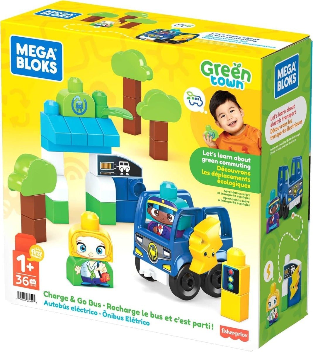 Mega Bloks Green Town Charge & Go Bus HDX90 - Colorland Toys