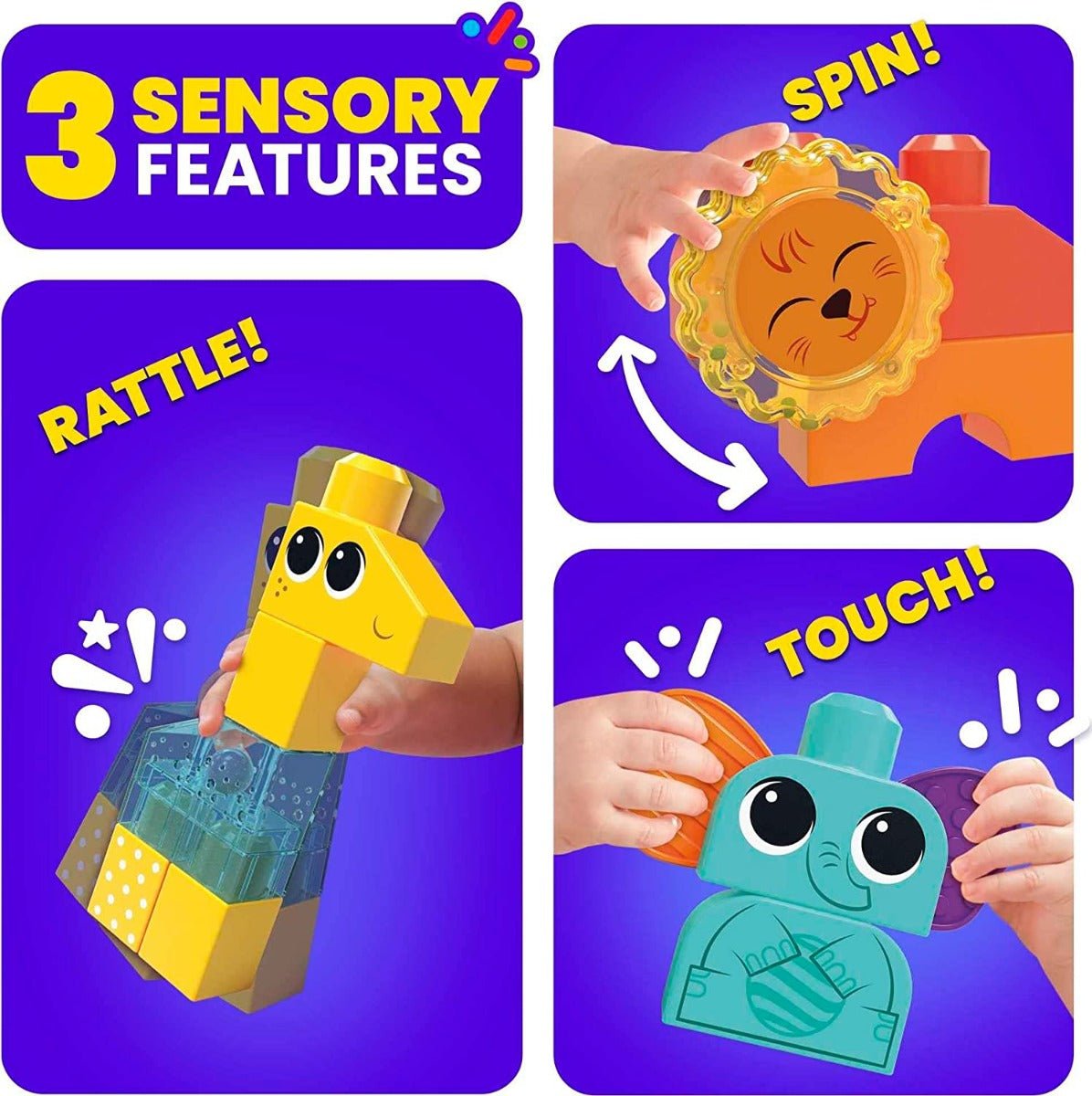 Mega Bloks Sensory Rock 'N Rattle Safari HKN42 - Colorland Toys