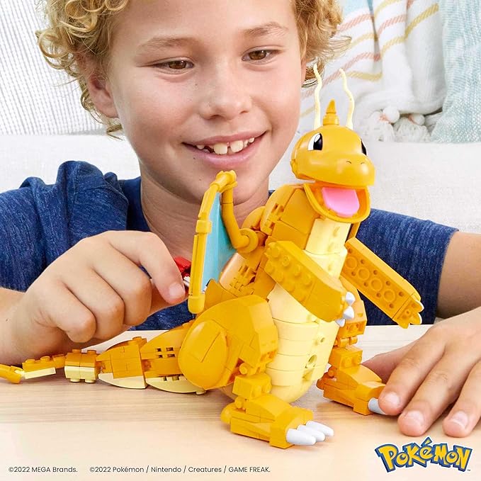 Mega Construx Pokemon Dragonite Figure with Motion Building Set HKT25 - Colorland Toys