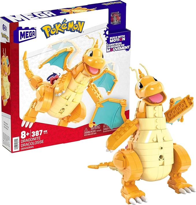 Mega Construx Pokemon Dragonite Figure with Motion Building Set HKT25 - Colorland Toys