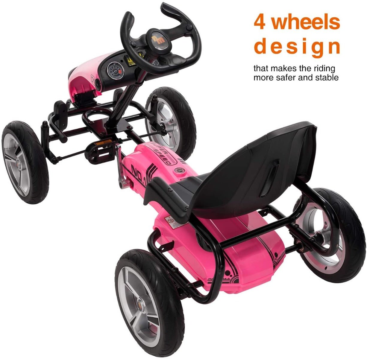 Megastar Ride On Pedal Go Kart Racer Pink DMD308 - Colorland Toys