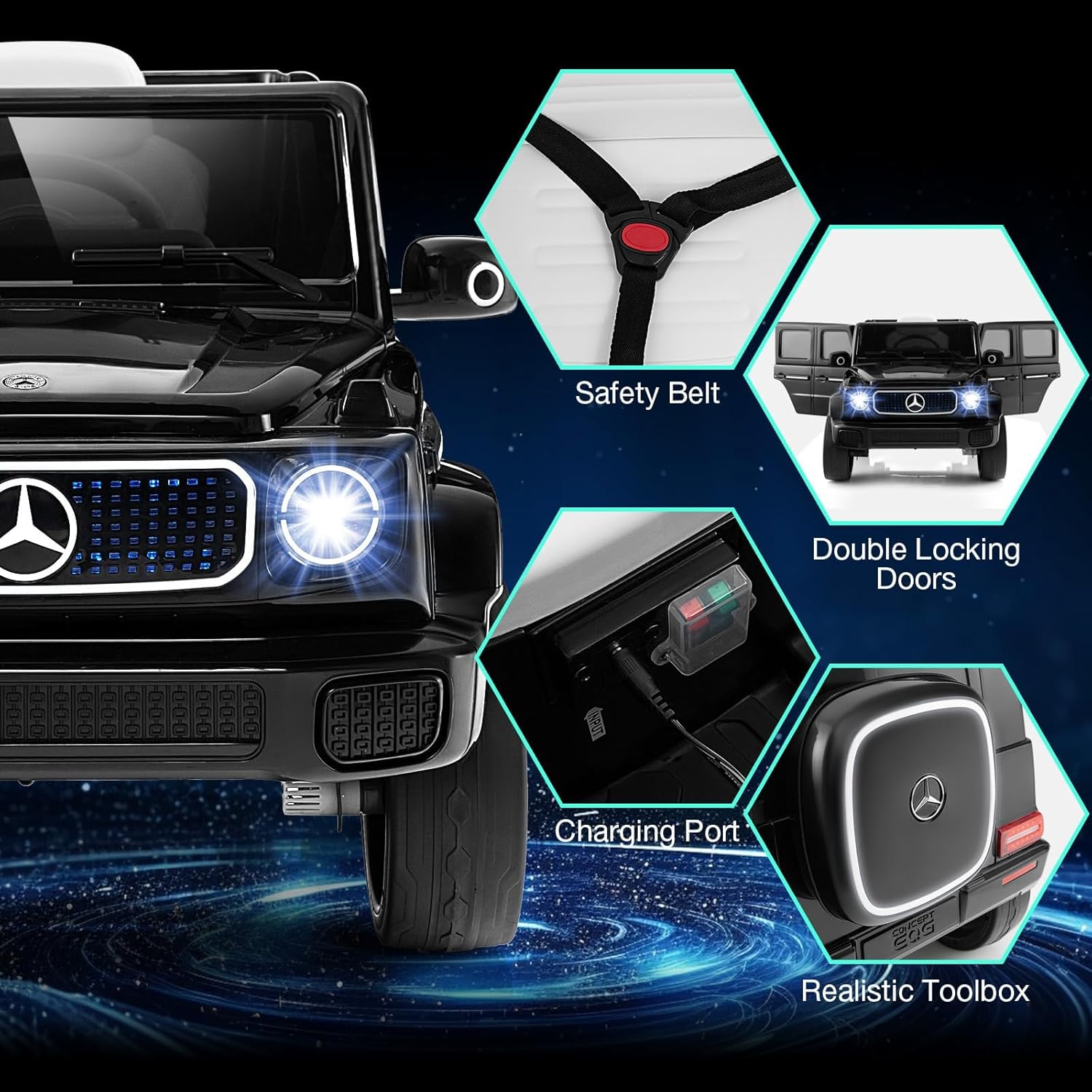 Mercedes Benz G-63 AMG 12V Ride-On EVA- Leather 2M Black JJ2088 - Colorland Toys