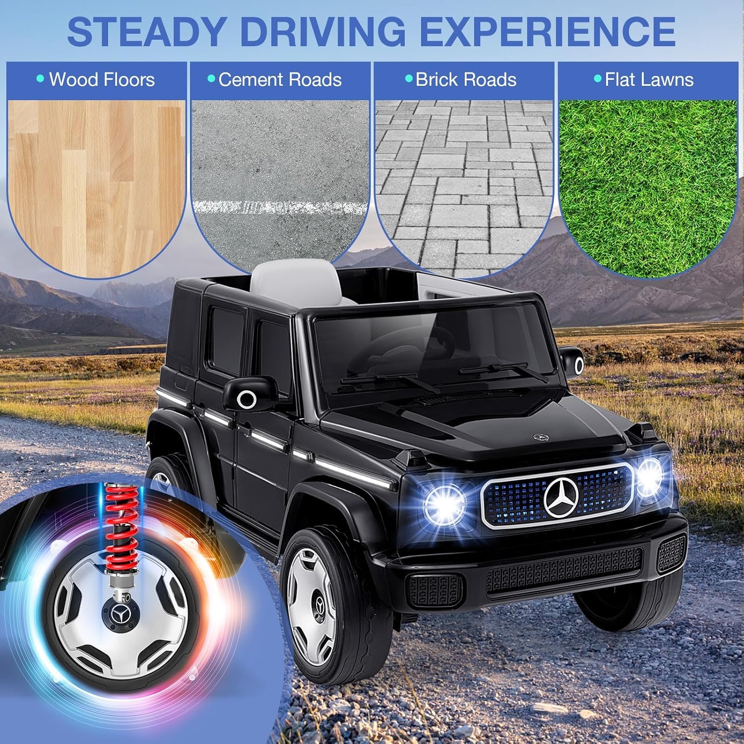 Mercedes Benz G-63 AMG 12V Ride-On EVA- Leather 2M Black JJ2088 - Colorland Toys