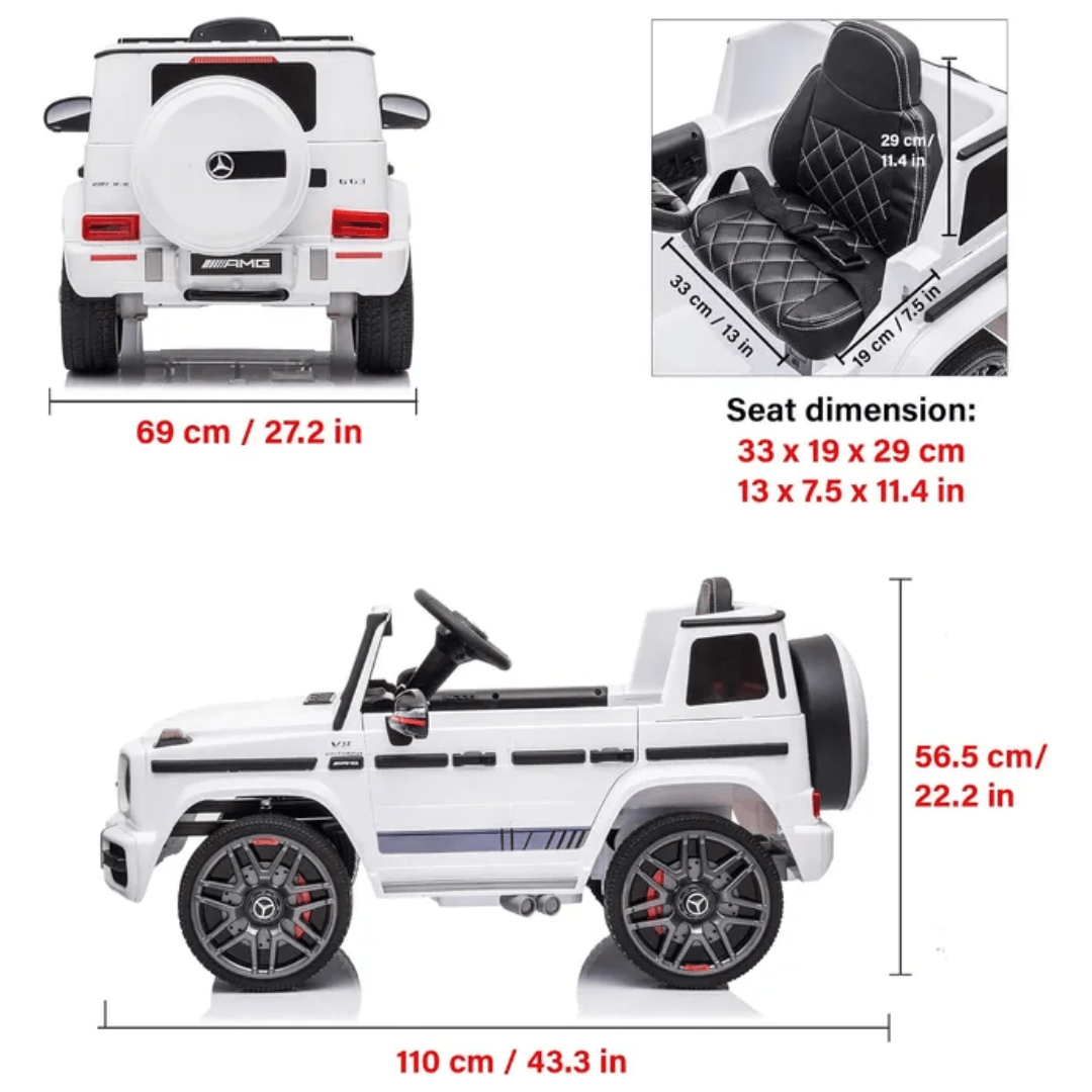 سيارة مرسيدس بنز G63 مرخصة للأطفال، ١٢ فولت، جيب، لون أبيض ZS-0002Q — image 6