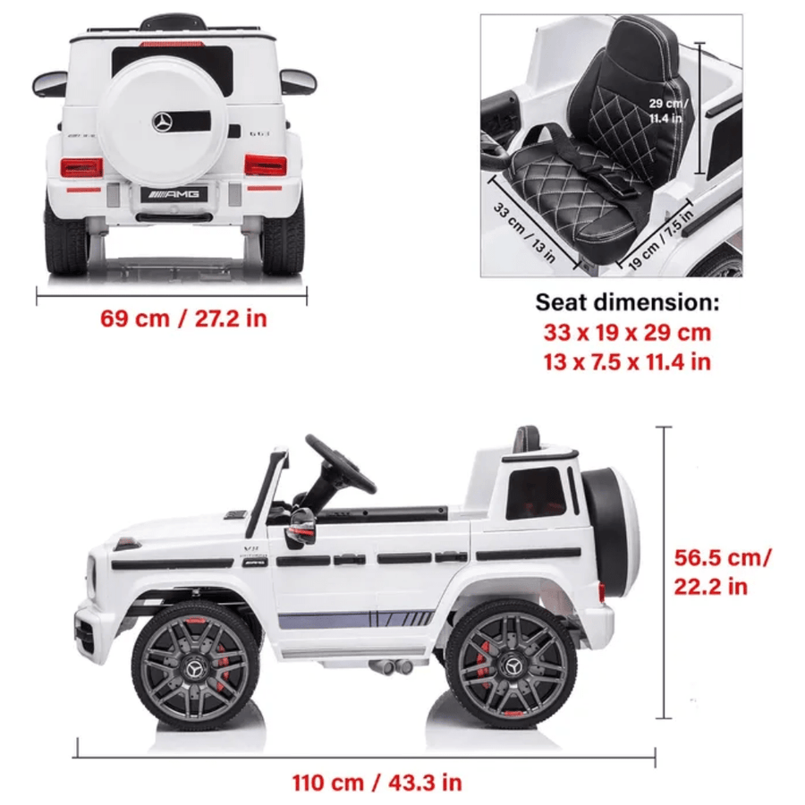 سيارة مرسيدس بنز G63 مرخصة للأطفال، ١٢ فولت، جيب، لون أبيض ZS-0002Q — image 6