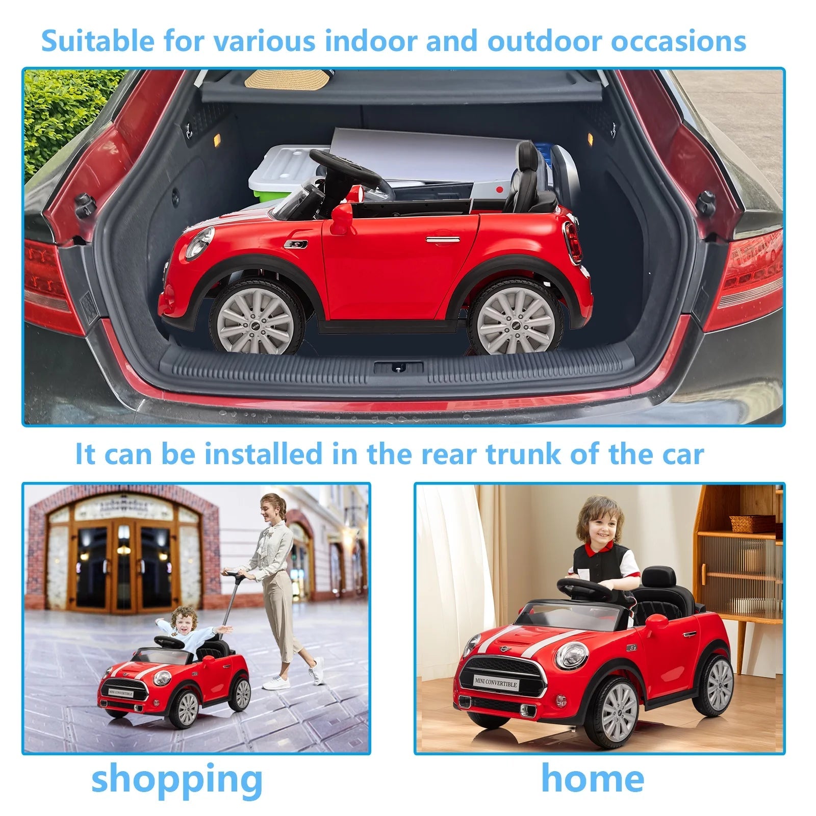 Mini Cooper Battery Operated With Handle Red 656R-H - Colorland Toys