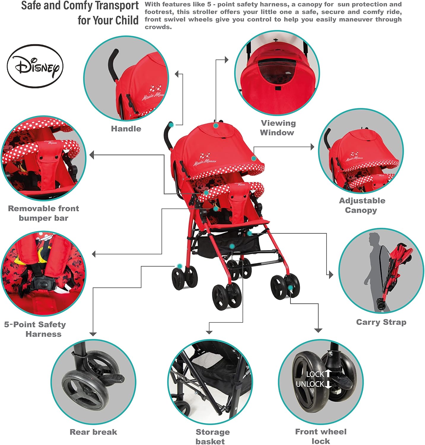 Minnie Buggy Stroller B801C - Colorland Toys