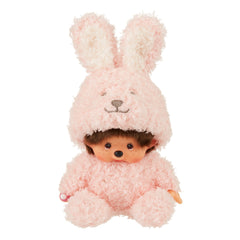 Monchhichi Sitting Fluffy Bunny Pink Plush 20cm M-245758 - Colorland Toys