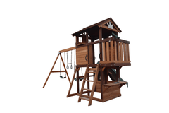 Mount Peak - Elbrus Swing Set & Playhouse with wooden roof MP76141 - Colorland Toys