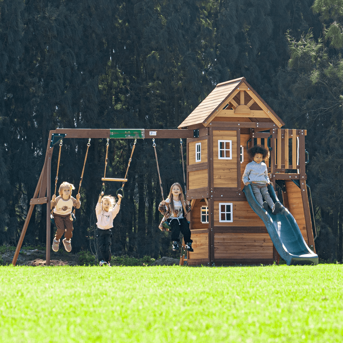 Mount Peak - Kazbek Swing Set And 2 Level Play House With Wooden Roof MP76145 — image 6