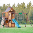 Mount Peak - Kazbek Swing Set And 2 Level Play House With Wooden Roof MP76145