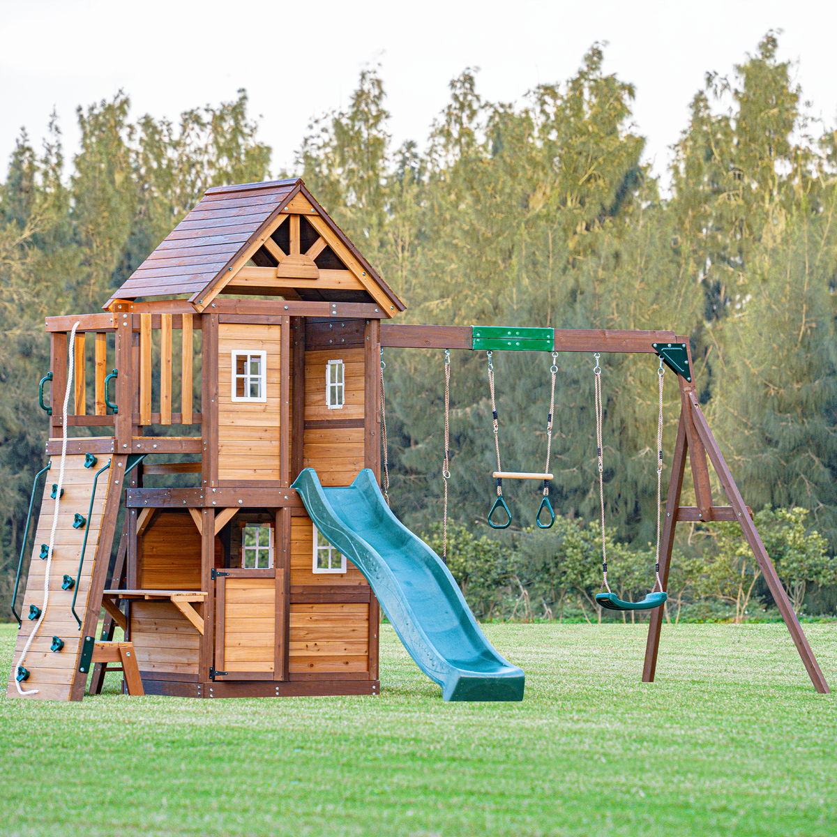 Mount Peak - Kazbek Swing Set And 2 Level Play House With Wooden Roof MP76145 — image 7
