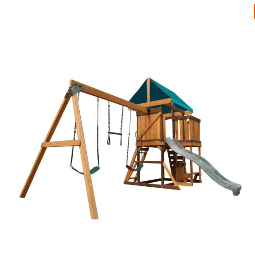 Mount Peak - Logan Swing Set & Playhouse with balcony MP76142 - Colorland Toys