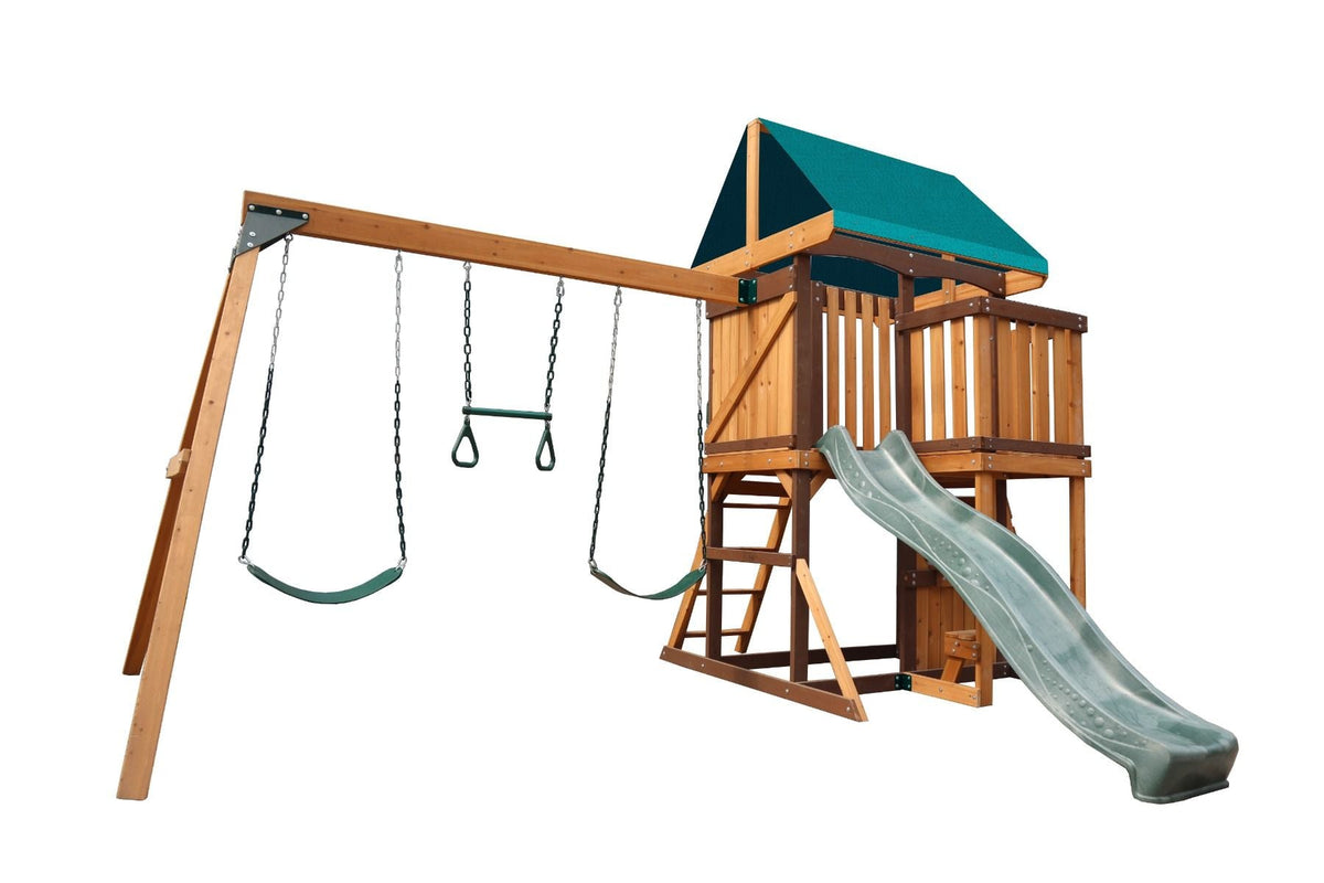 Mount Peak - Logan Swing Set & Playhouse with balcony MP76142 - Colorland Toys