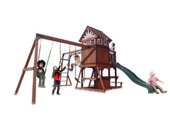 Mount Peak - Vinson Massif Swing Set & Playhouse with wooden roof MP76140 - Colorland Toys