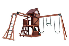 Mount Peak - Vinson Massif Swing Set & Playhouse with wooden roof MP76140 - Colorland Toys