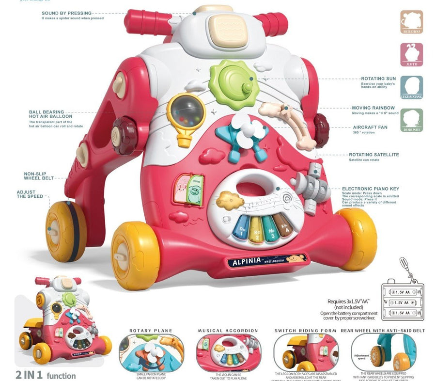 Multi Function 2-in-1 Music Baby Walker Pink 702A/B11143 — image 2