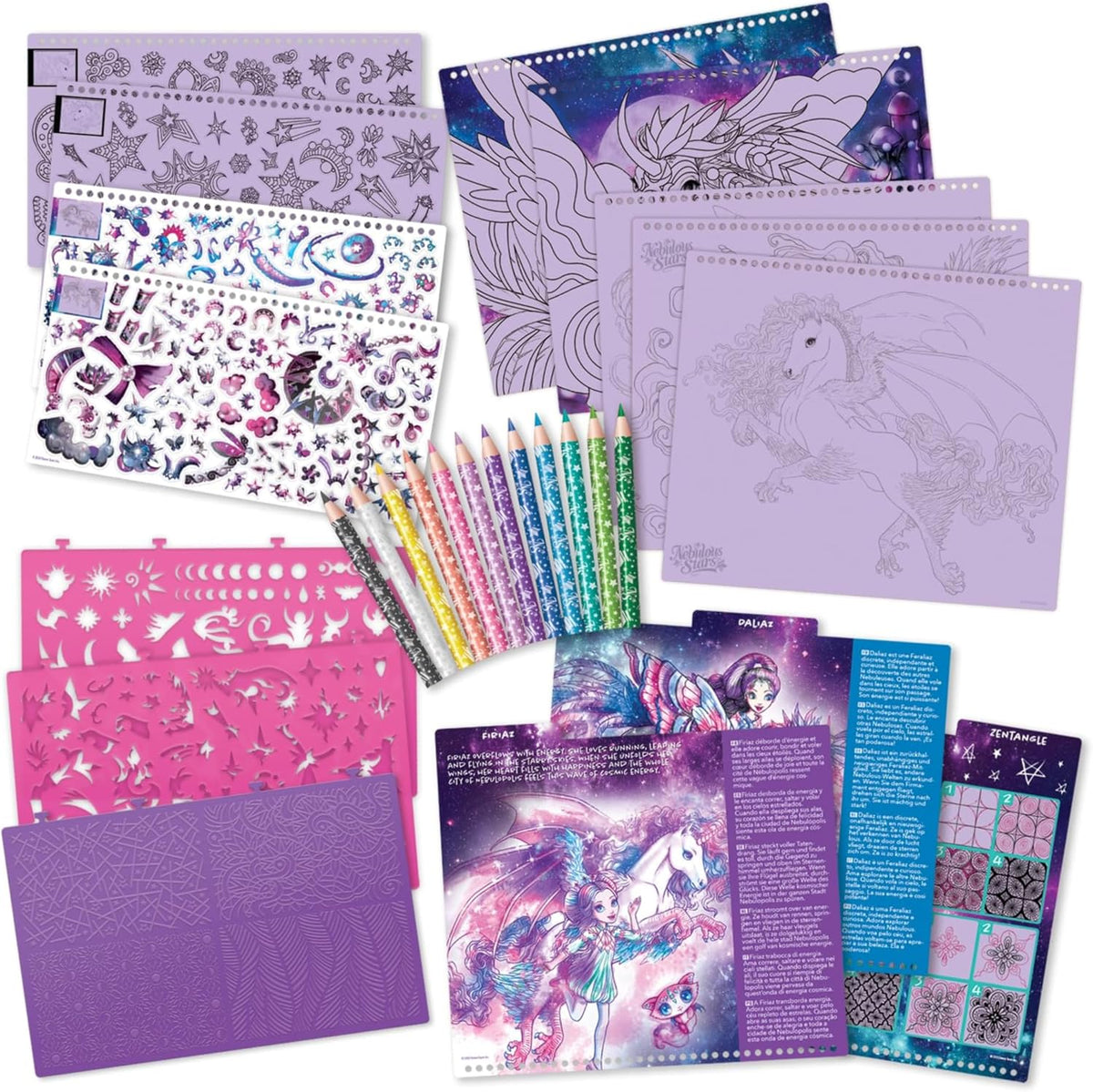 Nebulous Stars Fantasy Horses Sketchbook for Kids - 35 Pages & 80 Stencils — image 2