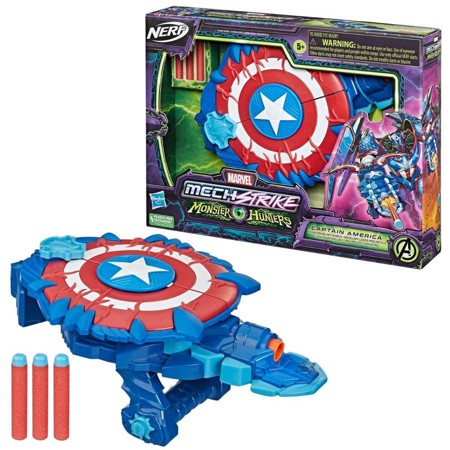 Nerf Marvel Mech Strike Monster Hunters Captain American Blast Shield F4377 — image 1