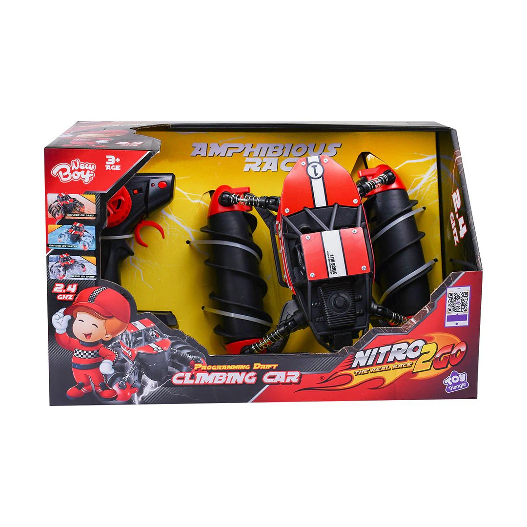 سيارة تسلق Nitro2Go RC - مركبة حركات بهلوانية رباعية الدفع تدور 360 درجة مع جهاز تحكم عن بعد، وقت لعب 90 دقيقة، لون أحمر (N2G-698060) — image 2