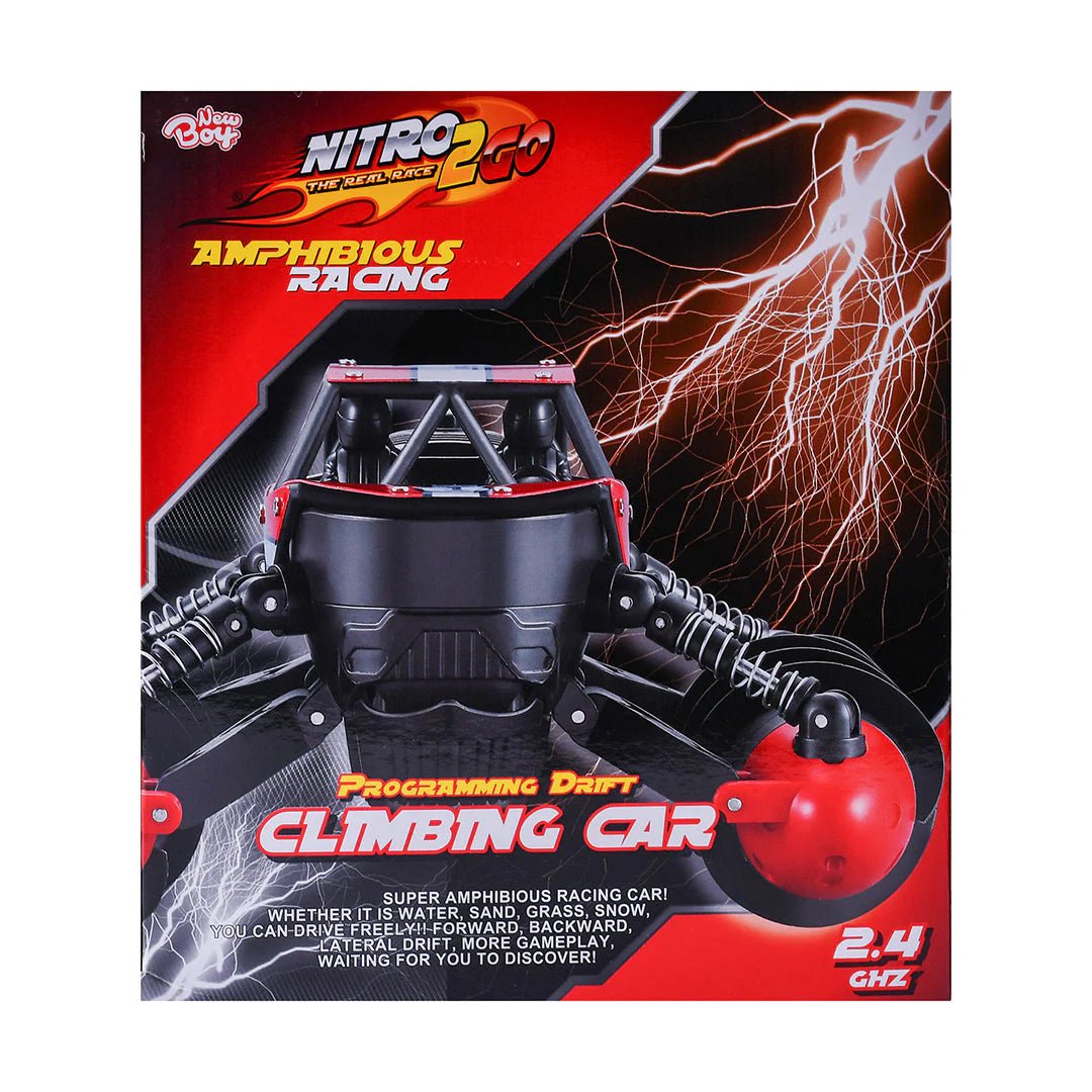 Nitro2Go RC Climbing Car – 360° Rotating 4WD Stunt Vehicle with Remote Control, 90 Min Playtime, Red (N2G - 698060) - Colorland Toys