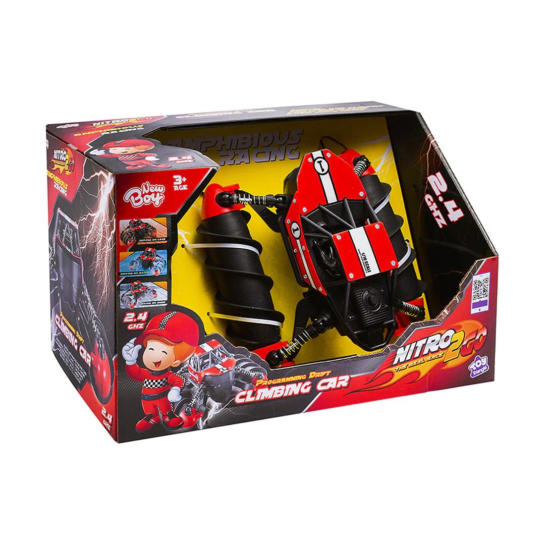 Nitro2Go RC Climbing Car – 360° Rotating 4WD Stunt Vehicle with Remote Control, 90 Min Playtime, Red (N2G - 698060) - Colorland Toys