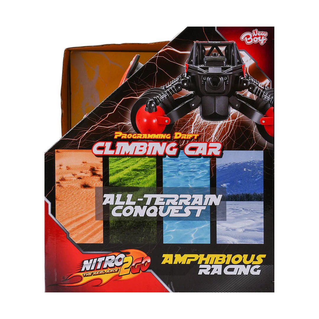Nitro2Go RC Climbing Car – 360° Rotating 4WD Stunt Vehicle with Remote Control, 90 Min Playtime, Red (N2G - 698060) - Colorland Toys