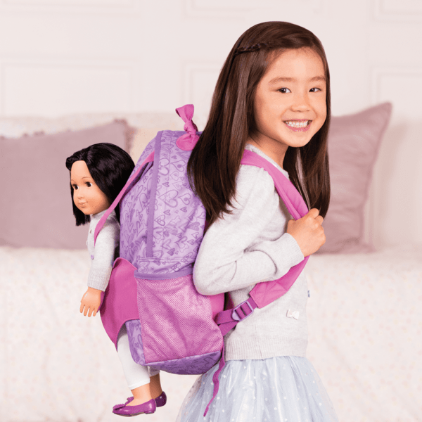 Our Generation Doll Hop On Carrier Backpack – Purple Hearts (BD37418Z) - Colorland Toys