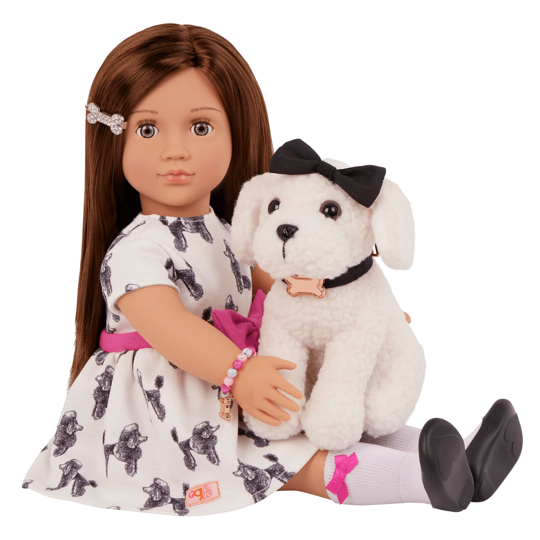Our Generation Doll With Bow Dress And Pup Gemma & Gigi BD31588Z - Colorland Toys