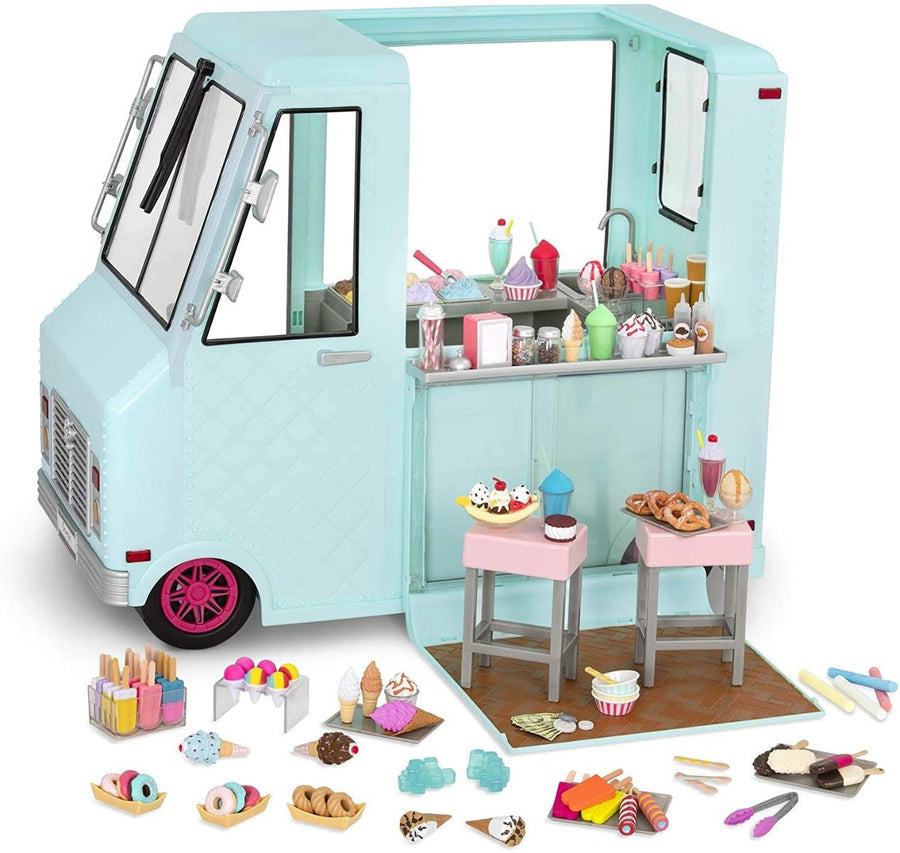Our Generation Sweet Stop Ice Cream Truck with Electronics for 18-inch Dolls Light Blue — image 1