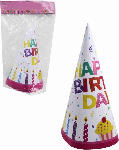 Paper Hats Happy Birthday 12 - Inch 6 - Pcs 0830036 - Colorland Toys