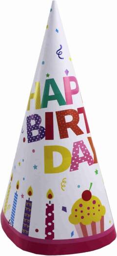 Paper Hats Happy Birthday 9 - Inch 6 - Pcs 0830035 - Colorland Toys
